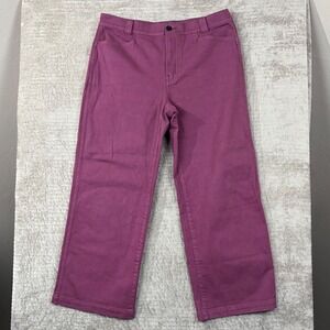 Madwell Emmett Wide-Leg Pants Berry Purple High Rise Cropped P31 Womens